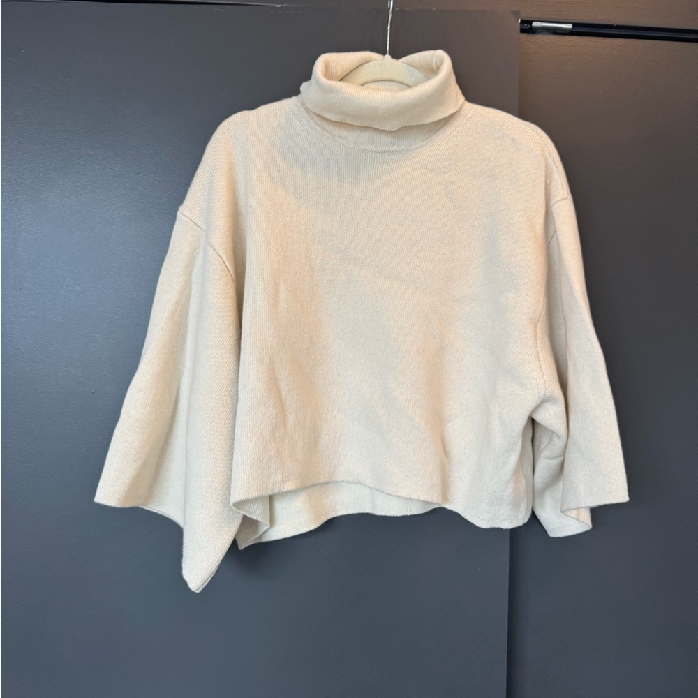 Proenza Schouler Cream Cowl Neck Sweater with Ribbed Detailing